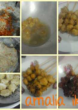 Pentol teri nasi wortel saus kacang