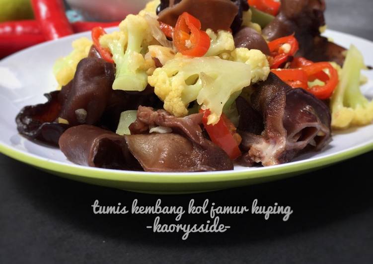 cara membuat Tumis Kembang Kol Jamur Kuping