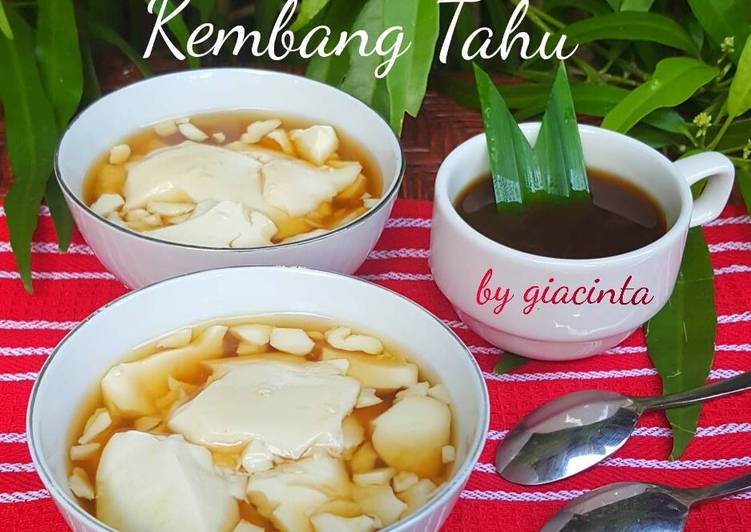 bahan dan cara membuat Kembang Tahu Saus Jahe (puding susu kedelai)