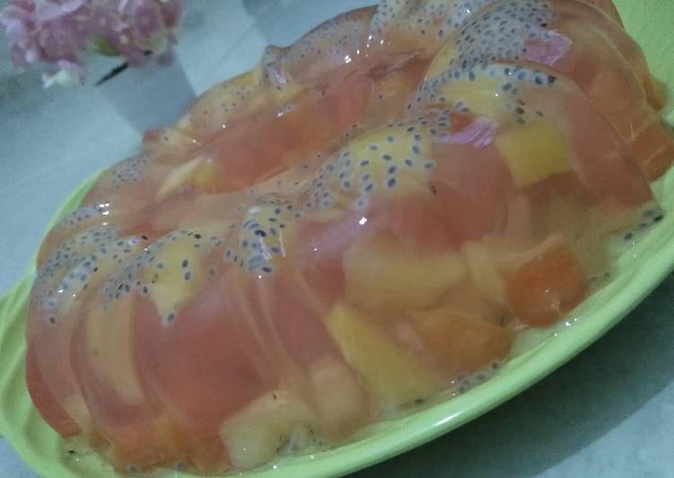 cara membuat Puding Buah Segar