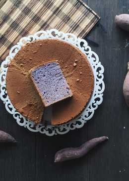 Purple sweet potato chiffon cake (chiffon ubi ungu tanpa Baking Powder)