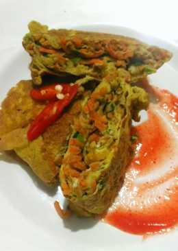 Telur gulung isi sayur (tamagoyaki)