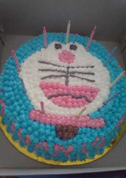 Cake ultah doraemon sederhana ala mama whiefa