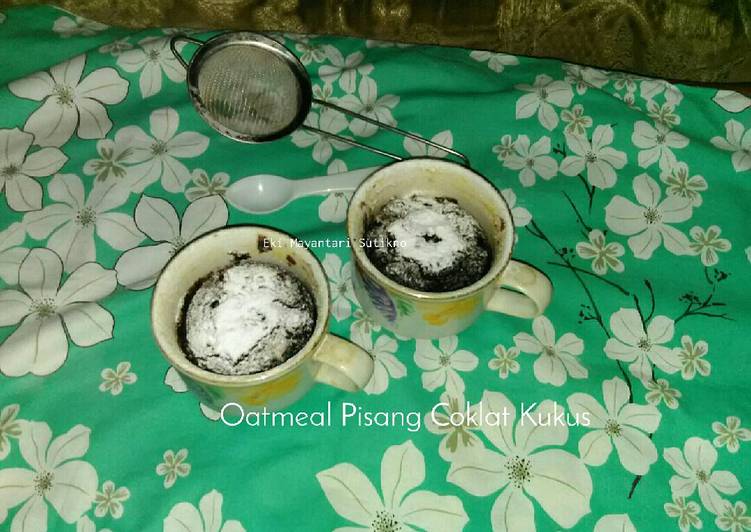 gambar untuk cara membuat Oatmeal Pisang Coklat Kukus Rasa Brownies (Blender, Eggless)