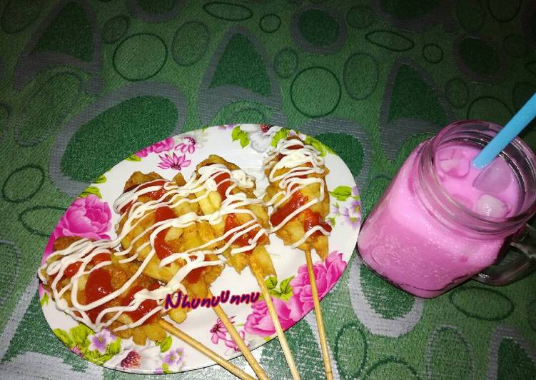 gambar untuk resep makanan Tokkebi_hottang(hotdog kentang)