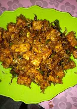 Oseng tempe kecap with udang kecil