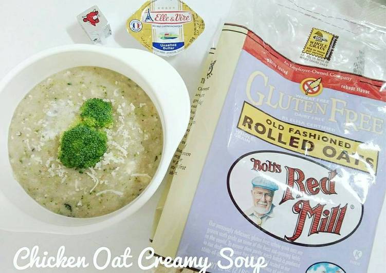 bahan dan cara membuat Resep Menu MPASI 8m+ - Chicken Oat Creamy Soup