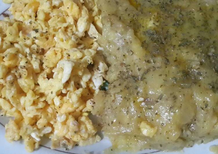 resep makanan Scrambled egg and mashed pottato (telur orik & kentang tumbuk)