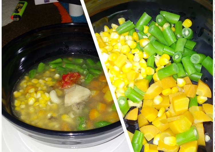 resep makanan Sup ayam tiga warna