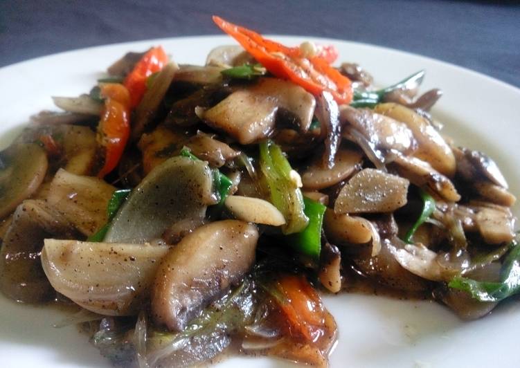 Resep Sauteed Mushroom with black pepper sauce