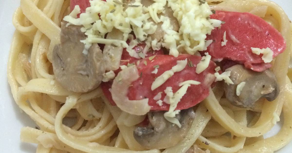 Resep Carbonara Fettuccine with mushroom oleh Asri Suciati 