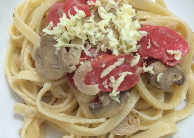  Resep Carbonara Fettuccine with mushroom oleh Asri Suciati 