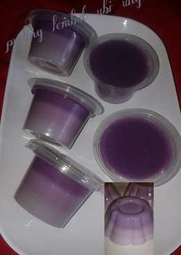 Puding lapis lembut ubi ungu