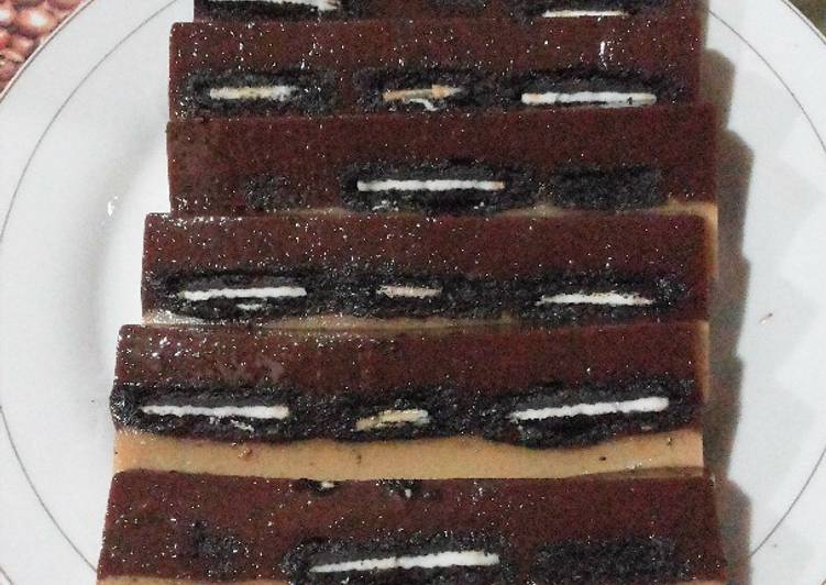 cara membuat Puding Coklat Oreo Mix Jelly Coffee