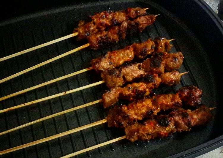 resep Sate daging sapi/ komo empuk