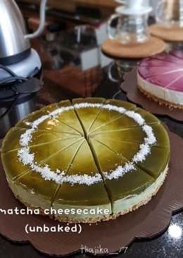 Matcha cheesecake(unbaked)topping jelly