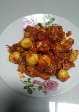 Balado teri,tempe dan telor puyuh