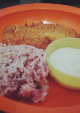 Chicken katzu with cheddar cheese sauce