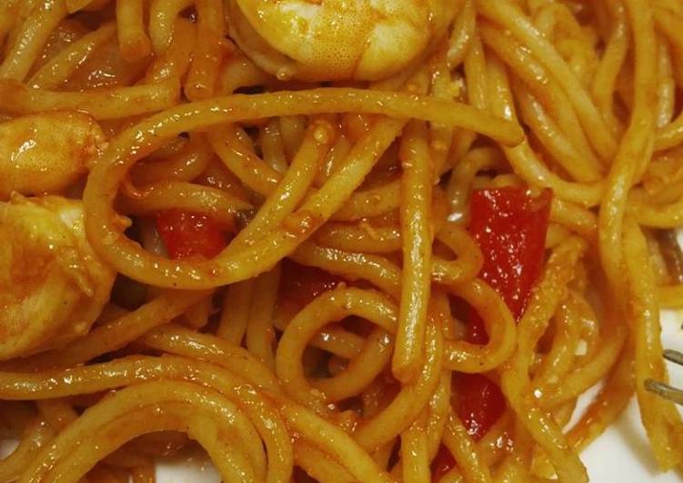 gambar untuk resep Spageti udang saos tomat