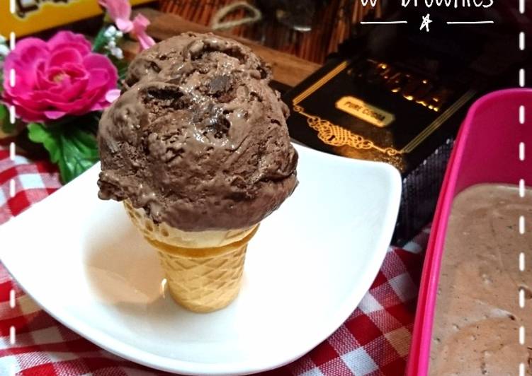 gambar untuk cara membuat Chocolate ice cream w brownies eggless