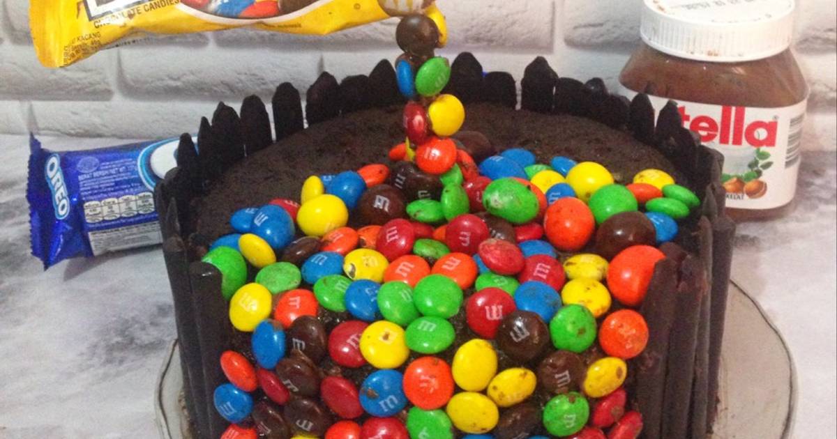 Resep Nuttela M&M anti gravity cake