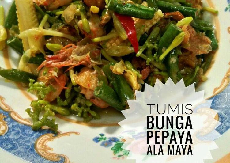 bahan dan cara membuat Tumis bunga pepaya (Bunga kates)