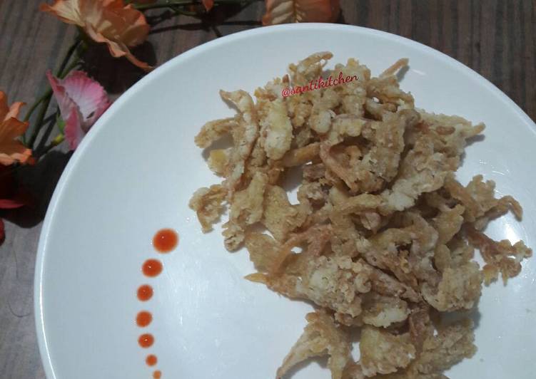 bahan dan cara membuat Jamur tiram goreng crispy ala mba wenny widyanti (modif by me)