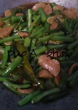 Tumis buncis bakso cabe hijau