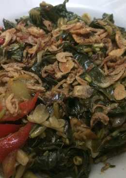 Oseng bunga pepaya daun singkong +rebon