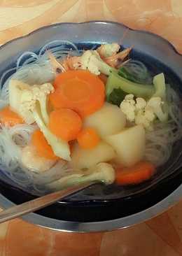 mie hun udang sayur