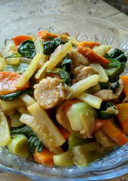 Tumis Sayur Tempur Saus Tiram (Lobak+Pokcoy+Wortel+Bakso)