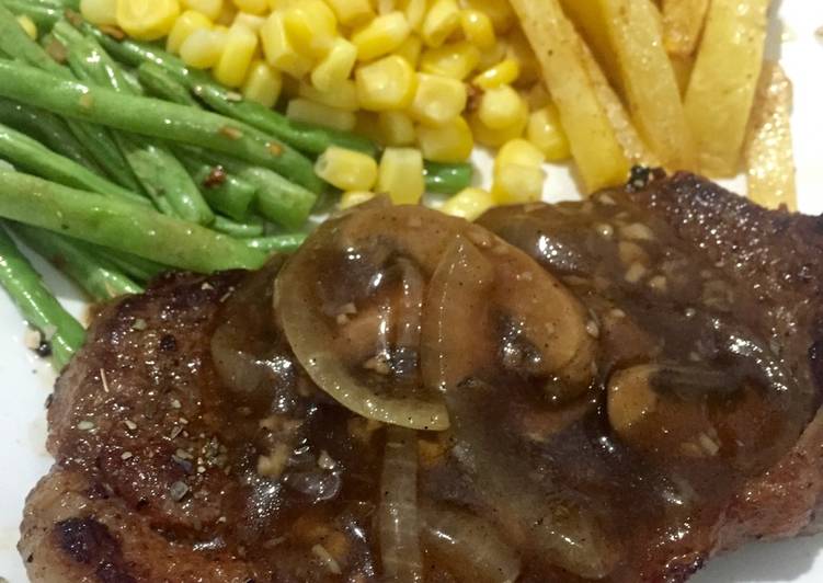 resep Sirloin Steak With Mushroom Sauce