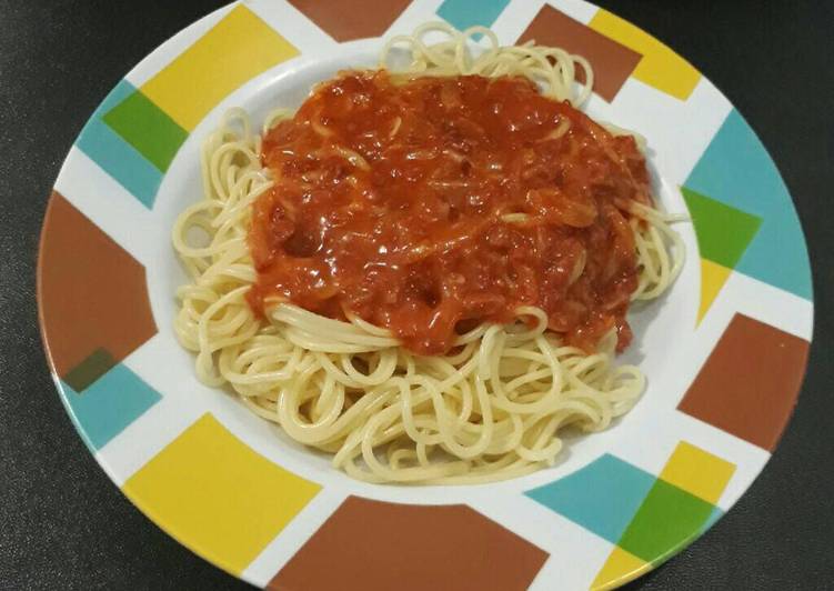 gambar untuk resep makanan Spageti Saus Kornet