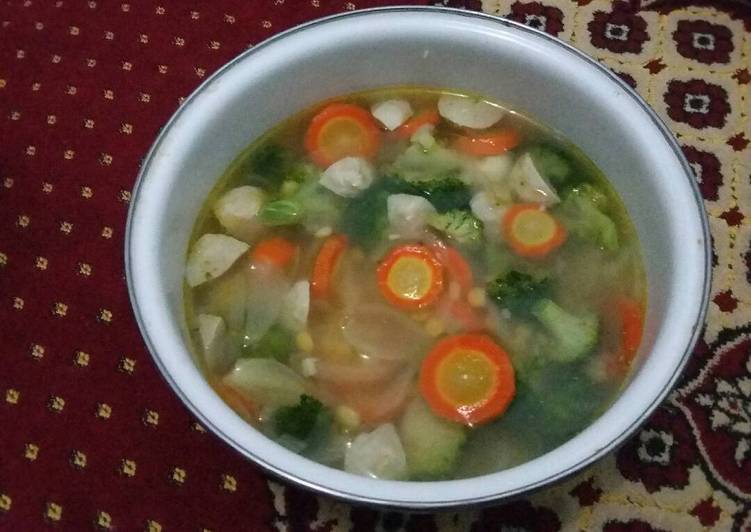 resep Sup sayur baso ikan