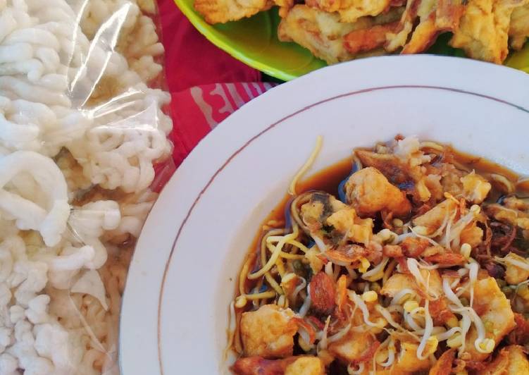 bahan dan cara membuat Pempek ubi vs rujak tahu