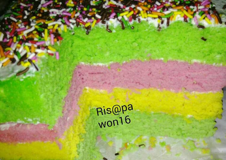 resep lengkap untuk Rainbow cake kukus