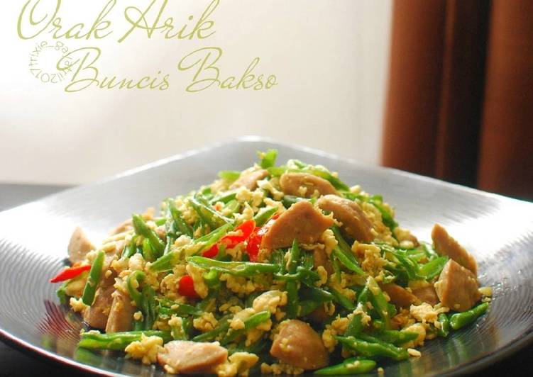 gambar untuk resep Orak Arik Buncis Bakso (#pr_recookolahanbakso)