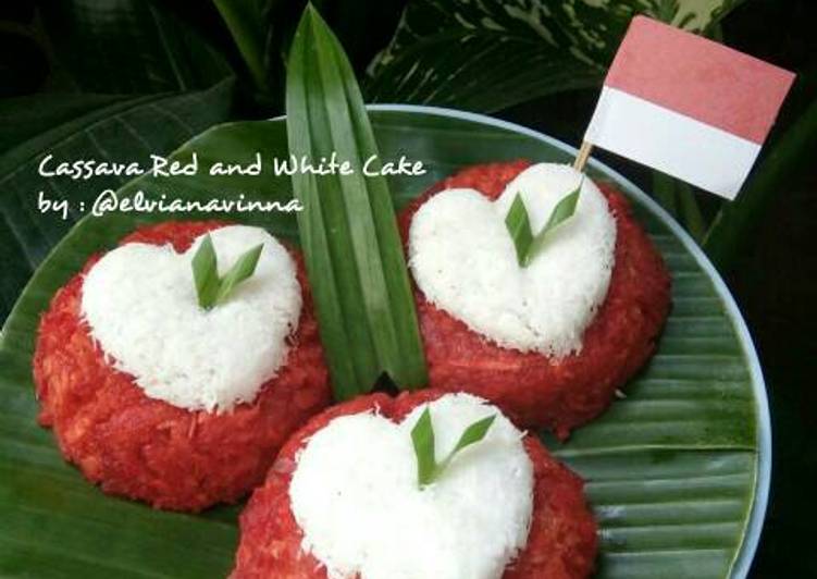 gambar untuk cara membuat Cassava red and white cake (kue singkong merah putih)