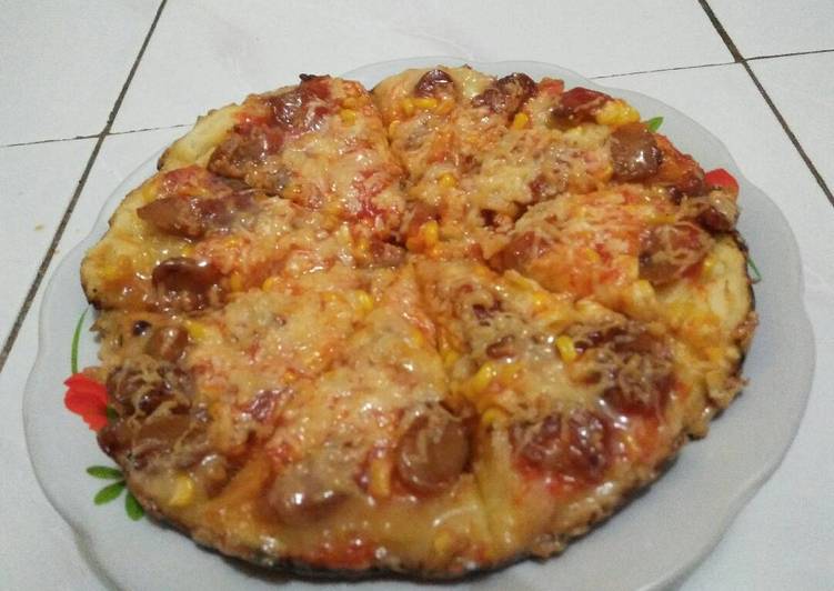 resep makanan Pizza teflon topping Sosis jagung manis