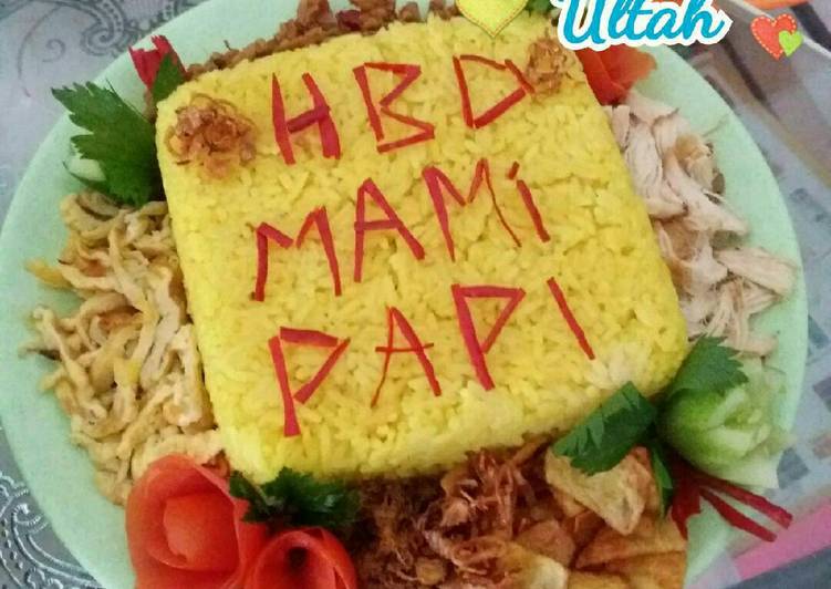 resep lengkap untuk Nasi Kuning Ultah resep emak 'porsi kecil' SIMPEL