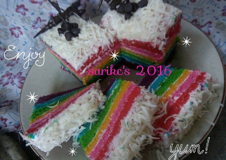 resep makanan Steamed rainbow cake ny. liem