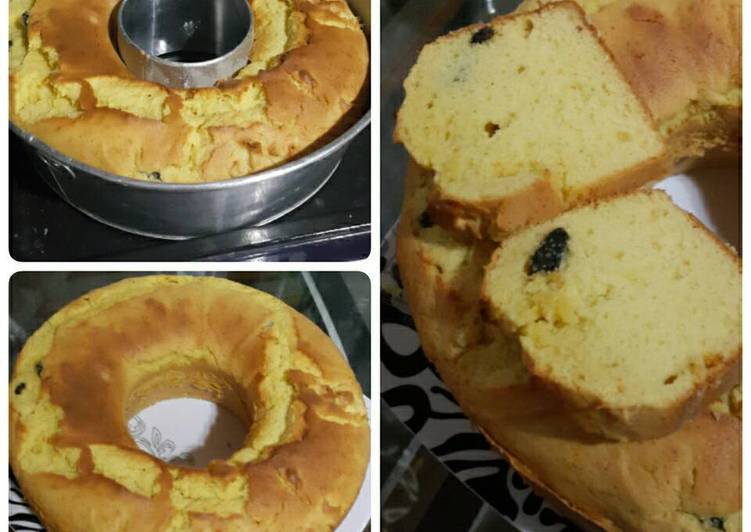 resep lengkap untuk Bolu tape keju kismis