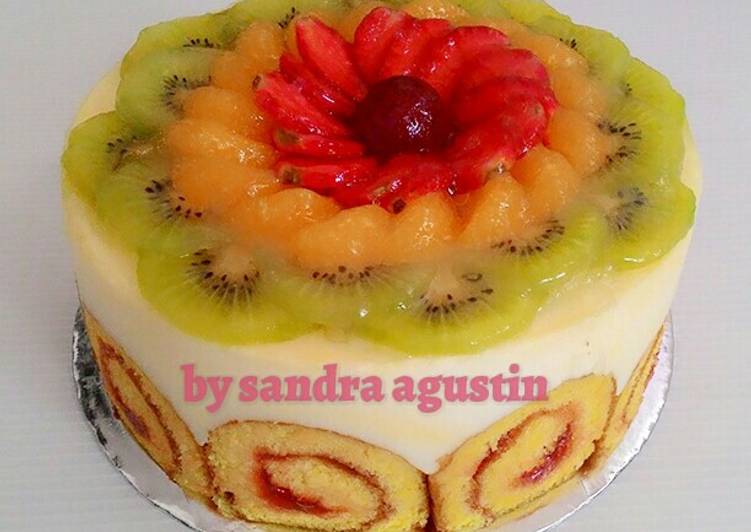 gambar untuk resep makanan Fruit roll cake pudding