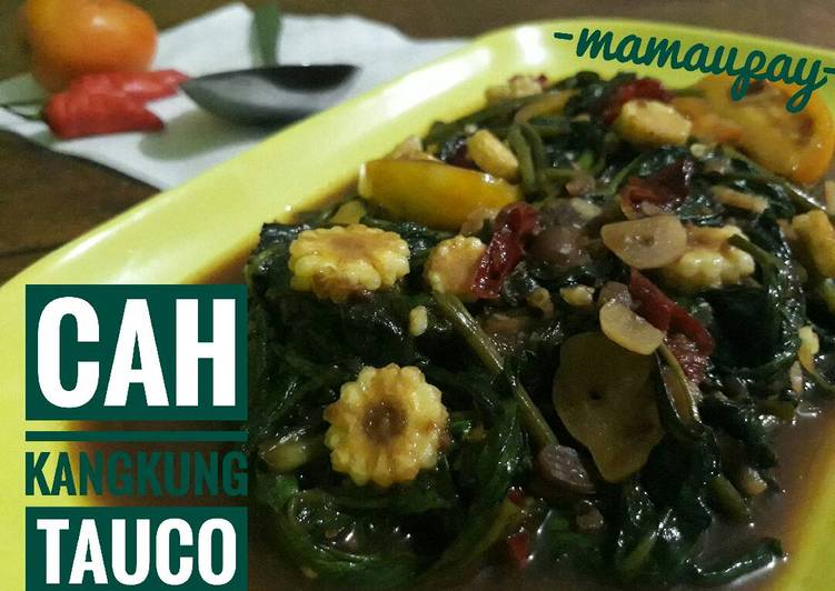 resep masakan Cah Kangkung Tauco ala mama upay (no msg)