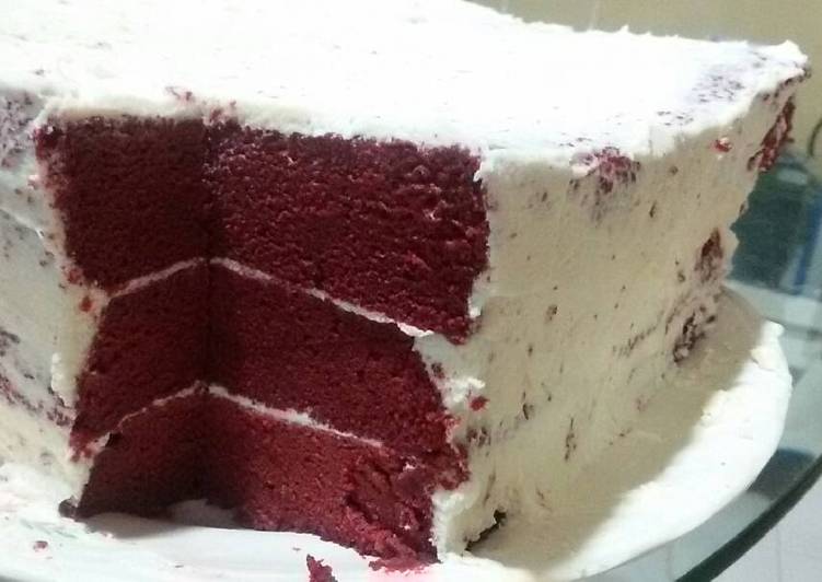 gambar untuk resep Steamed Red Velvet Cake with Cream Cheese Frosting