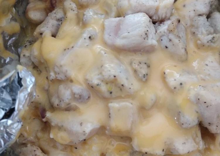 resep lengkap untuk Baked chicken rice with cheddar cheese, non msg