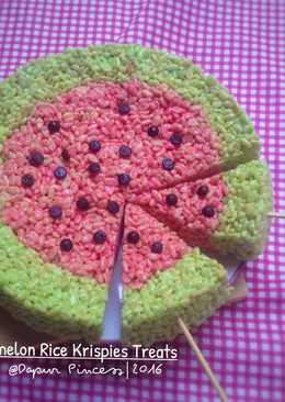 Watermelon Rice Krispie Treats / Snack sereal beras bentuk semangka