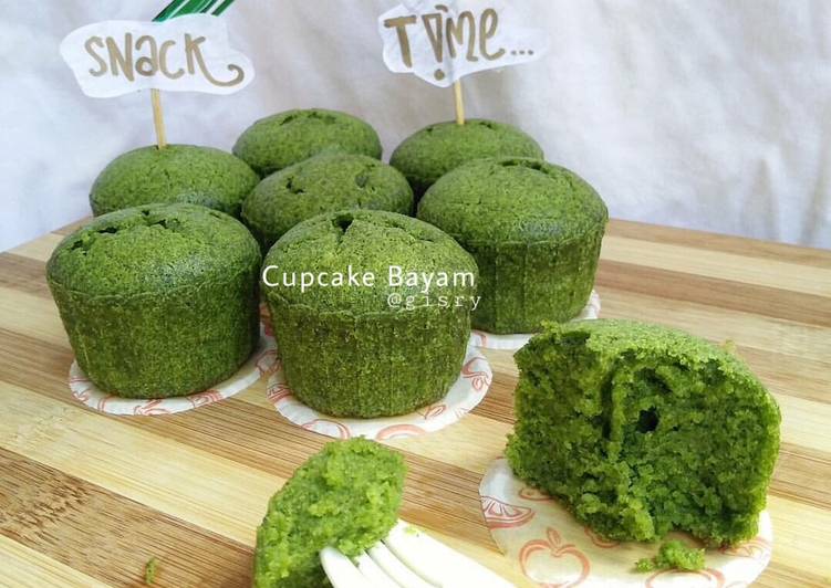 Cupcake Bayam foto resep utama