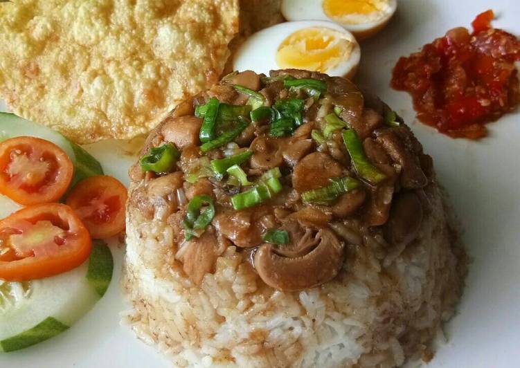 resep Nasi tim ayam jamur praktisss