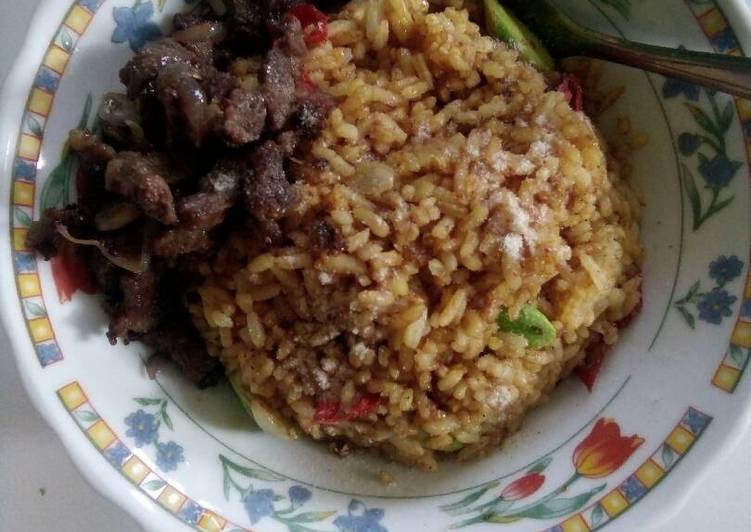 Resep Nasi goreng pete + daging sapi asap By dea nov